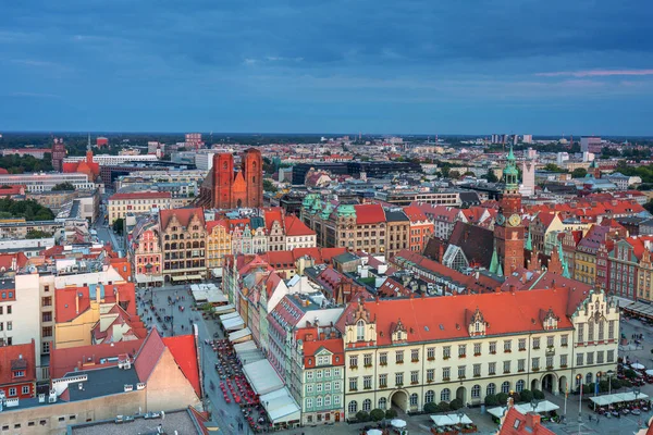 Město Wroclaw Staré Město Při Západu Slunce Polsko — Stock fotografie