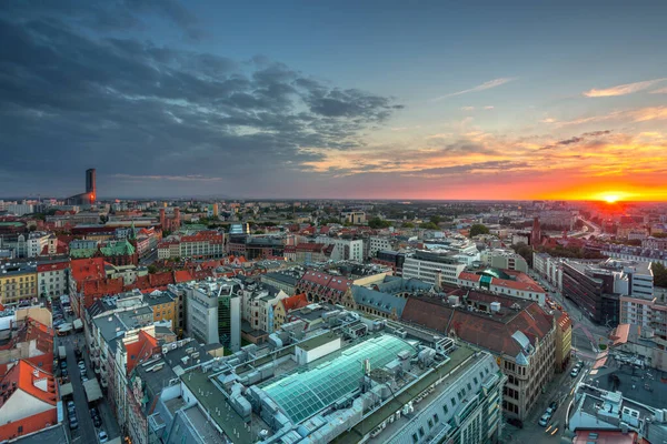 Paesaggio Urbano Breslavia Centro Storico Tramonto Polonia — Foto Stock