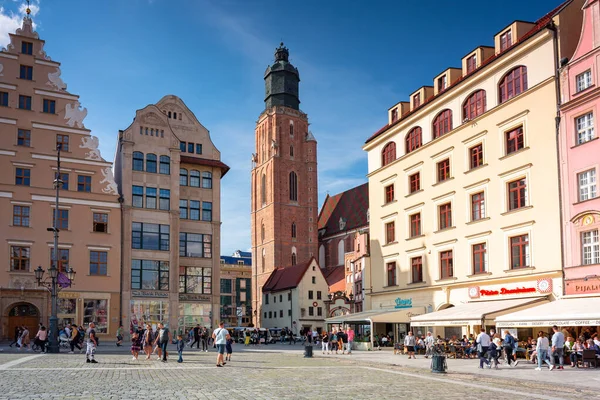 Wroclaw Polonia Septiembre 2020 Hermosa Arquitectura Plaza Del Mercado Ciudad — Foto de Stock
