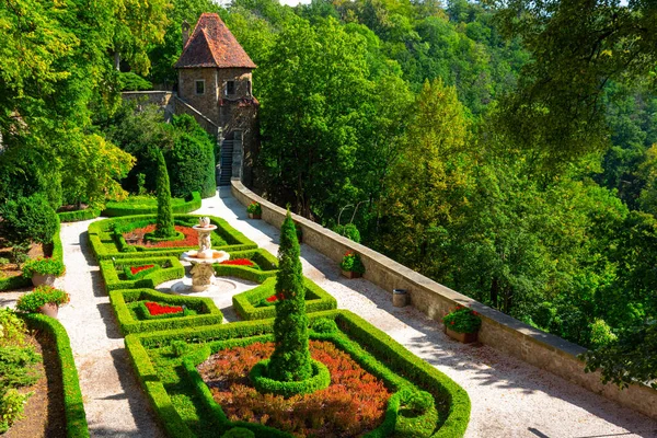 Walbrzych Pologne Septembre 2020 Beaux Jardins Sous Les Murs Château — Photo