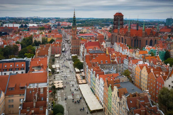 Gdansk Taki Eski Şehrin Muhteşem Mimarisi Polonya Nın Havadan Görünüşü — Stok fotoğraf