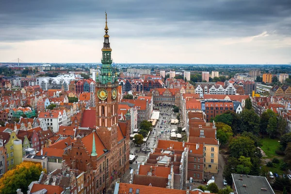 Повітряний Вид Старого Міста Гданську Дивовижною Архітектурою Польща — стокове фото