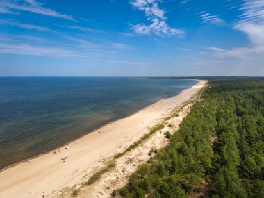 Yazın Sobieszewo, Polonya 'da Baltık Denizi sahilinin güzel manzarası