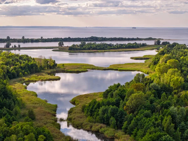 Yazın güzel Mikoszewo gölü manzarası, Polonya