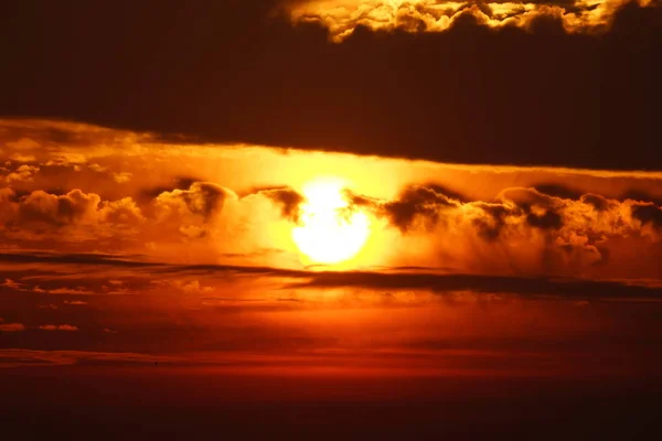 Puesta Sol Amarillo Rojo Noche — Foto de Stock