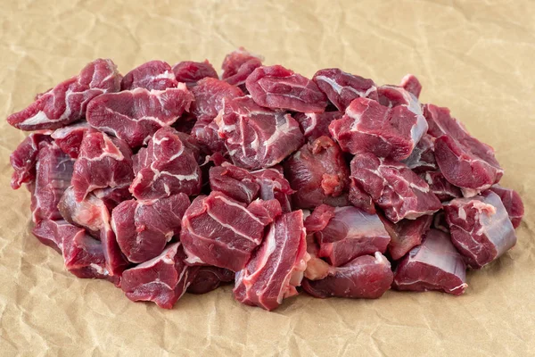 Carne Crua Mesa Madeira — Fotografia de Stock