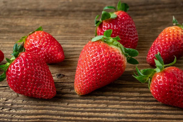 Ripe Strawberries Wooden Table — Stock Photo, Image