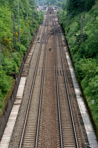 View Two Railway Track Lines — Stock Photo, Image