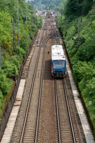 View Two Railway Track Lines Train — Stock Photo, Image