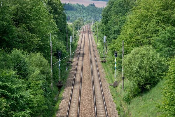 View Two Railway Track Lines — Stock Photo, Image