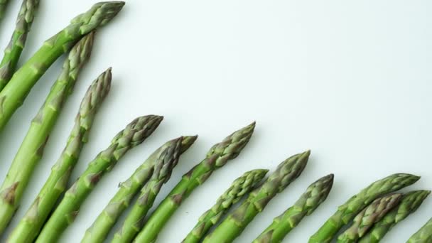 Fresh Asparagus Officinalis Isolated White Background — Stock Video