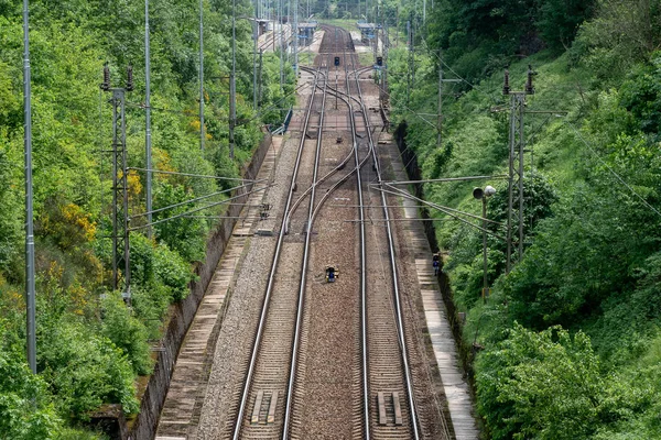View Two Railway Track Lines — Stock Photo, Image