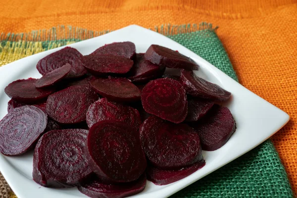 Beetroot Beet Chopped Salad Plate Healthy Ingredient Cooking Cooked Beet — Stock Photo, Image