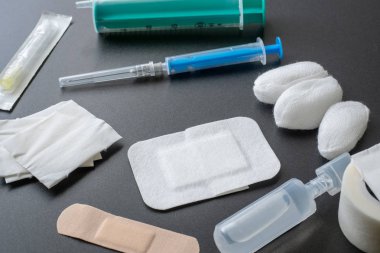 Tıbbi şırınga ve uyuşturucu. Sağlık. Tıbbi çevre.