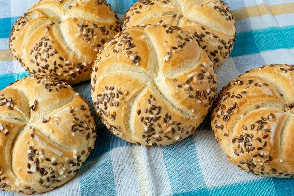 Group Baked Bread Kaiser Bakery Products — Stock Photo, Image