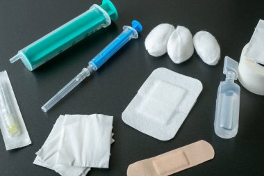 Tıbbi şırınga ve uyuşturucu. Sağlık. Tıbbi çevre.