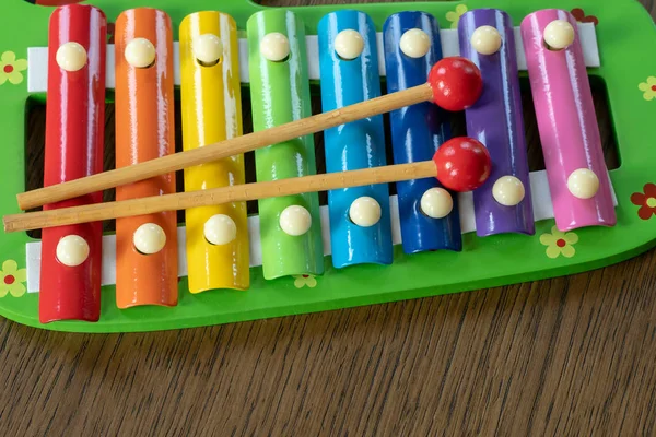 Instrument Musique Xylophone Jouet Coloré Arc Ciel Xylophone — Photo