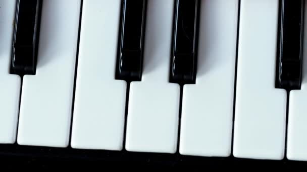 Teclado Piano Preto Branco Detalhes Teclado Piano Sintetizador Musical Casa — Vídeo de Stock