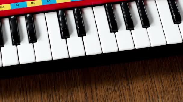 黑色和白色钢琴键盘详细 钢琴键盘 家庭音乐合成器 — 图库视频影像