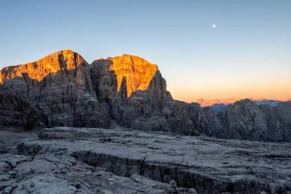 Brenta Dolomieten Sunrise Licht Italië Europa — Stockfoto