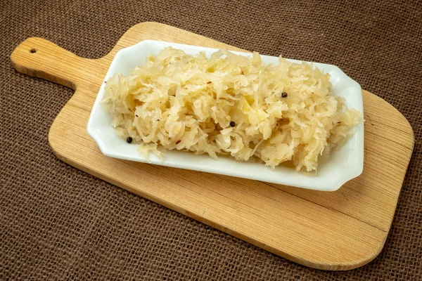 Fresh Healthy Sauerkraut White Plate — Stock Photo, Image