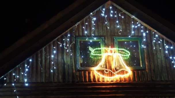Будинок Прикрашений Вогнями Різдво Різдвяні Вогні Будинку — стокове відео