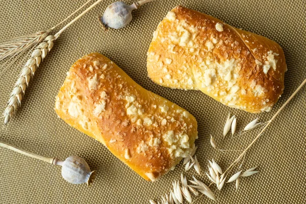 Pastelería Fresca Con Requesón Bollos Hechos Mano Comida Estilo Rústico — Foto de Stock