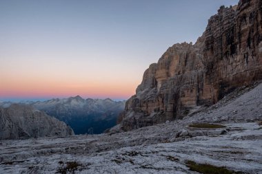Brenta Dolomites gündoğumu ışık, İtalya, Avrupa'nın