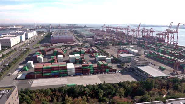 Aerial panoramic view of Port of Tokyo, Japan — Stock Video