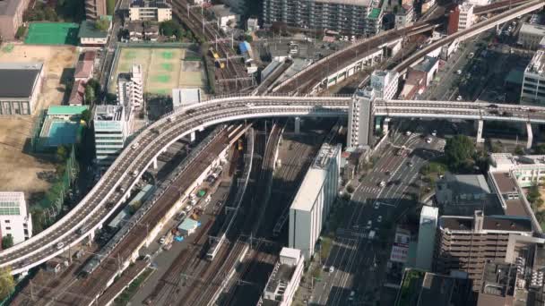 A légi felvétel a forgalom, Osaka, Japán — Stock videók