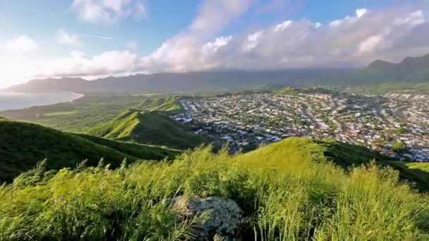 Панорамний вид над Кайлуа, Оаху, Гаваї — стокове відео