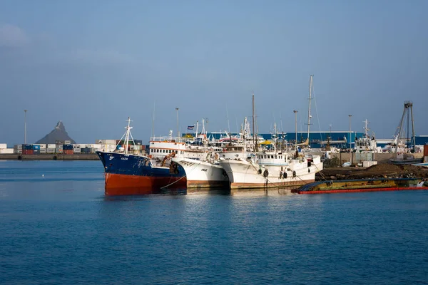 Velhos Navios Carga Porto Grande Terminal Ilha São Vicente Mindelo — Fotografia de Stock