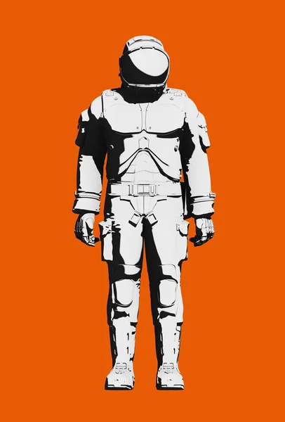 Astronauta terno espacial preto e branco em laranja — Fotografia de Stock