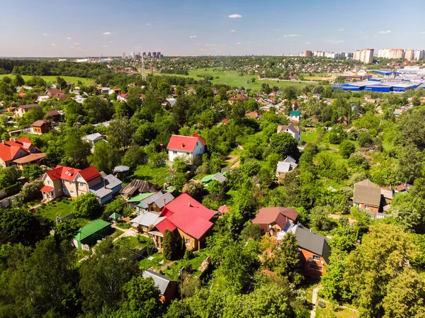 Blick Auf Das Hüttendorf Der Nähe Von Moskau Von Oben — Stockfoto