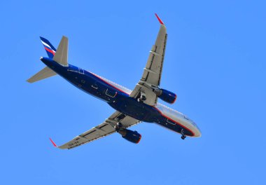 Sheremetyevo, Rusya - Mayıs 09. 2018. Airbus Aeroflot 'un 320 nolu uçağı.