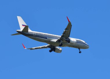 Sheremetyevo, Rusya - Mayıs 09. 2018. Airbus Aeroflot 'un 320 nolu uçağı.
