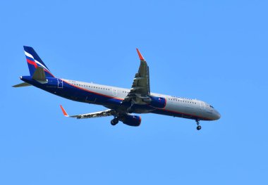 Sheremetyevo, Rusya Federasyonu - Mayıs 09. 2018. airbus a321 Aeroflot havayolu şirketi