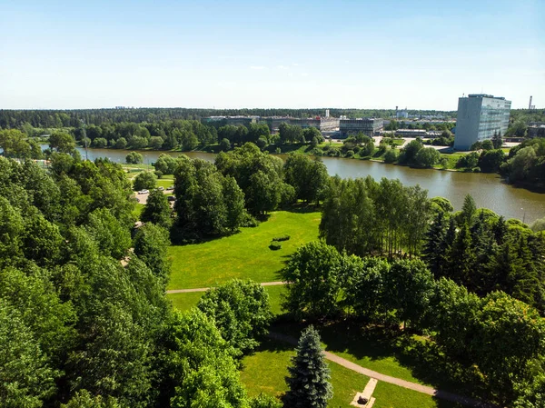 Moscow, Russia - View from above on Victory Park in Zelenograd.