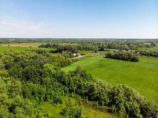 view from above to the countryside in the summer in the Lipetsk region in Russia