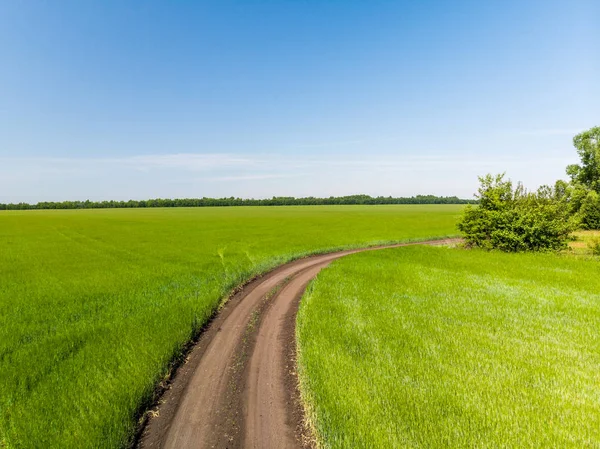 Vista Desde Arriba Campo Con Una Carretera Rusia —  Fotos de Stock