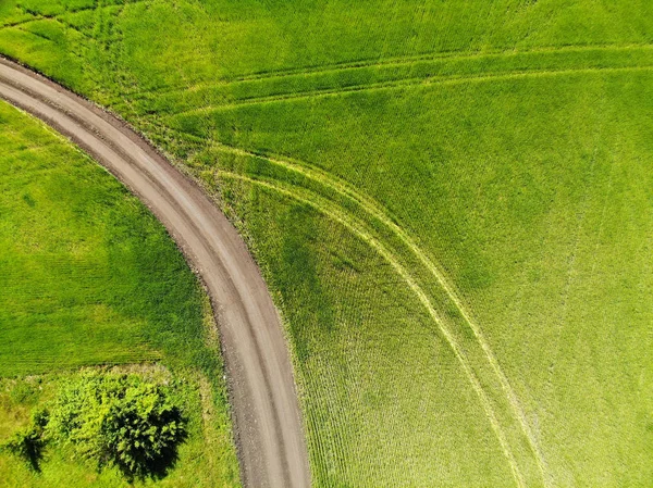 ロシアの道路を持つフィールドで上からの眺め — ストック写真