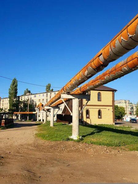 Gryazi Russia June 2018 Old Pipes Ground Heating Main Heater — Stock Photo, Image