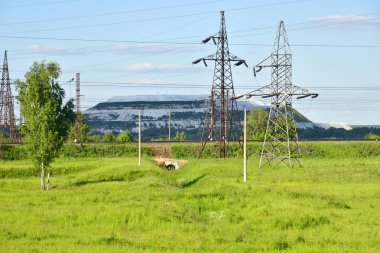 Voskresensk, Rusya Federasyonu - phosphogypsum tepeden - atık Lopatinsky fosforit madeni ve Voskresensky bitki mineral gübre