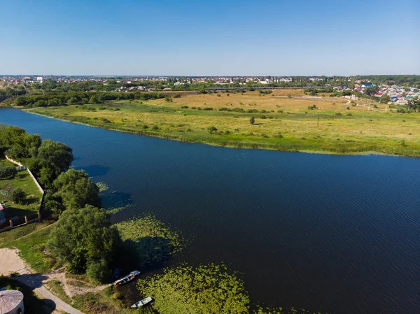 Řeka Matyra v Gryazi město v Rusku, letecký průzkum — Stock fotografie