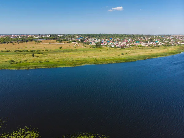 Río Matyra en la ciudad de Gryazi en Rusia, estudio aéreo —  Fotos de Stock