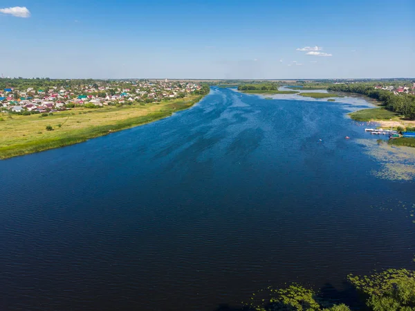 Rivière Matyra dans la ville de Gryazi en Russie, relevé aérien — Photo