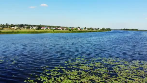 Река Матыра в Грязи, Россия, аэросъемка — стоковое видео