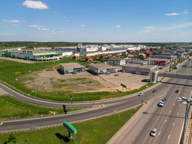 Moskova, Rusya - 27 Mayıs. 2018. yol kavşağı Zelenograd içinde Leningrad karayolu üzerinde uçuş