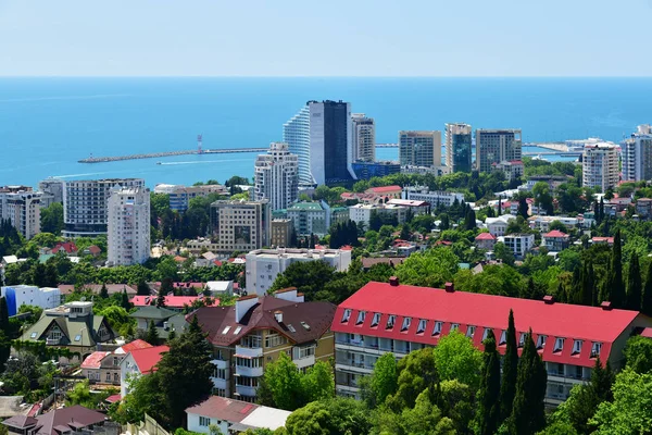 Sochi Rusya Federasyonu Haziran 2018 Karadeniz Çerçevede Şehir Panoraması — Stok fotoğraf