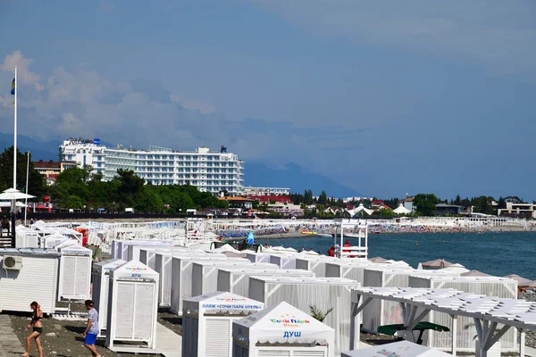 Soczi Rosja Czerwca 2018 Prywatnej Plaży Hotelu Park Soczi — Zdjęcie stockowe